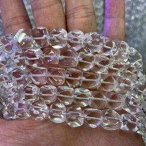 Rock Quartz 15'' Faceted Cube Beads DIY Jewelry Making Necklace Bracelet Earring