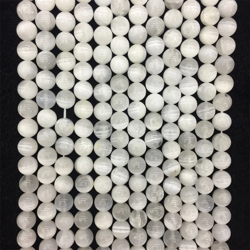 Selenite Beads 6/8/10MM Cat Eye Caicite Gemstone