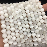 Selenite Beads 6/8/10MM Cat Eye Caicite Gemstone