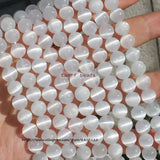 Natural Selenite Cat's Eye Beads 8mm Round 15inch