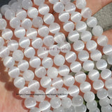 Natural Selenite/White Cat's Eye 8mm Round Gemstone Beads