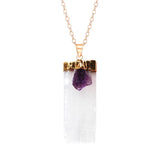 Selenite With Amethyst Gypsum Stone Pendant Necklace