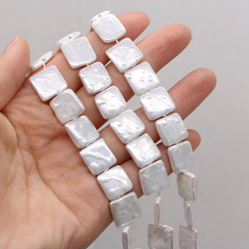 Natural Shell Beads Square Shape Pearl Beads DIY Jewelry Making