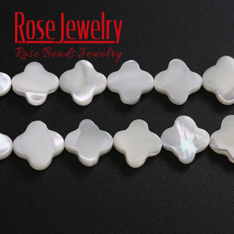 Natural Shell Clover Shape Loose Charms Beads 12mm for Jewelry Making DIY