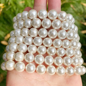 Shell Pearls Round Beads for Jewelry Making DIY Bracelet 15inch