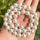 Shell Pearls Round Beads for Jewelry Making DIY Bracelet 15inch