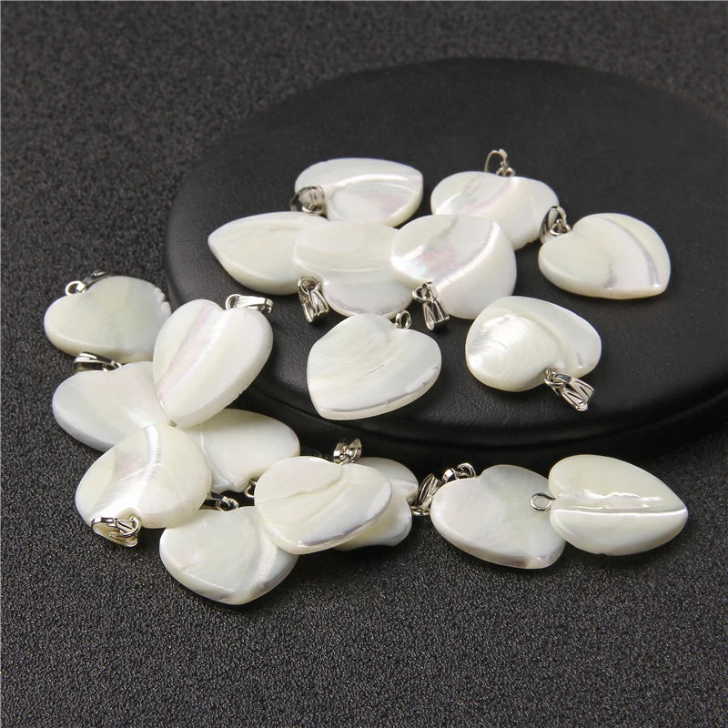 Mother of Pearl Shell Heart Pendant DIY Necklace Accessory