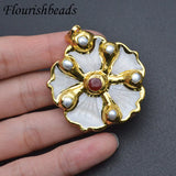 Shell Pendant Flower Pearl Necklace Plated Accessories Women Girls Jewelry Gift