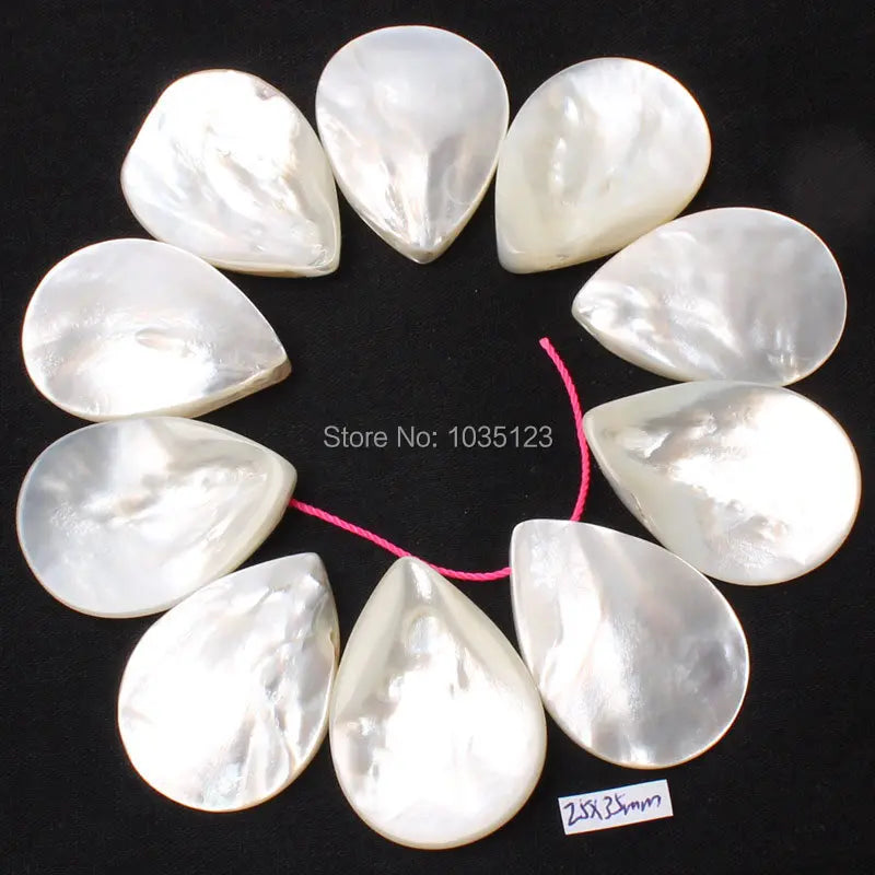 Natural Shell Smooth Petal Shape Beads 10Pcs