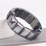 Terahertz Wave Beads Stretch Bracelet Rectangle Reiki Stone 16x12mm