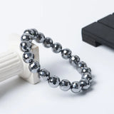 8mm 10mm Terahertz Wave Faceted Round Beads Bracelet AAAAA