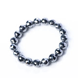 8mm 10mm Terahertz Wave Faceted Round Beads Bracelet AAAAA