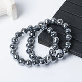8mm 10mm Terahertz Wave Faceted Round Beads Bracelet AAAAA