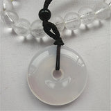 Natural Chalcedony Donut Necklace Pendant Lucky Amulet Jewelry Gift