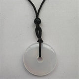 Natural Chalcedony Donut Necklace Pendant Lucky Amulet Jewelry Gift