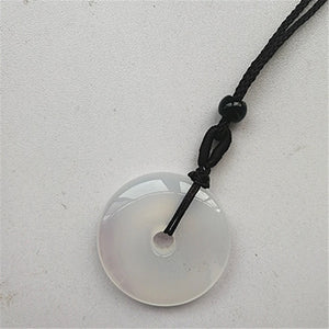 Natural Chalcedony Donut Necklace Pendant Lucky Amulet Jewelry Gift