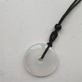 Natural Chalcedony Donut Necklace Pendant Lucky Amulet Jewelry Gift