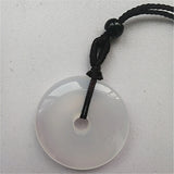 Natural Chalcedony Donut Necklace Pendant Lucky Amulet Jewelry Gift