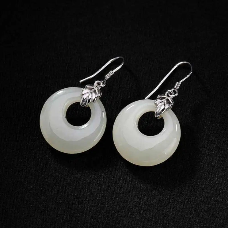 Jade Gemstone Annulus Earrings Women's Accessories