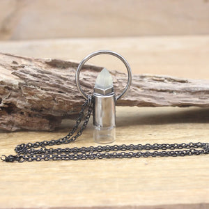 Turquoise Crystal Lapis Perfume Bottle Pendant Necklace
