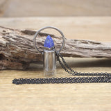 Turquoise Crystal Lapis Perfume Bottle Pendant Necklace