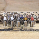 Turquoise Crystal Lapis Perfume Bottle Pendant Necklace