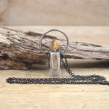Turquoise Crystal Lapis Perfume Bottle Pendant Necklace