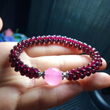 Natural Wine Red Garnet Quartz Round Beaded Bracelet Women Stone AAAAA