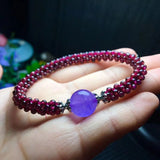 Natural Wine Red Garnet Quartz Round Beaded Bracelet Women Stone AAAAA