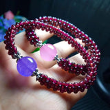 Natural Wine Red Garnet Quartz Round Beaded Bracelet Women Stone AAAAA