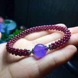 Natural Wine Red Garnet Quartz Round Beaded Bracelet Women Stone AAAAA