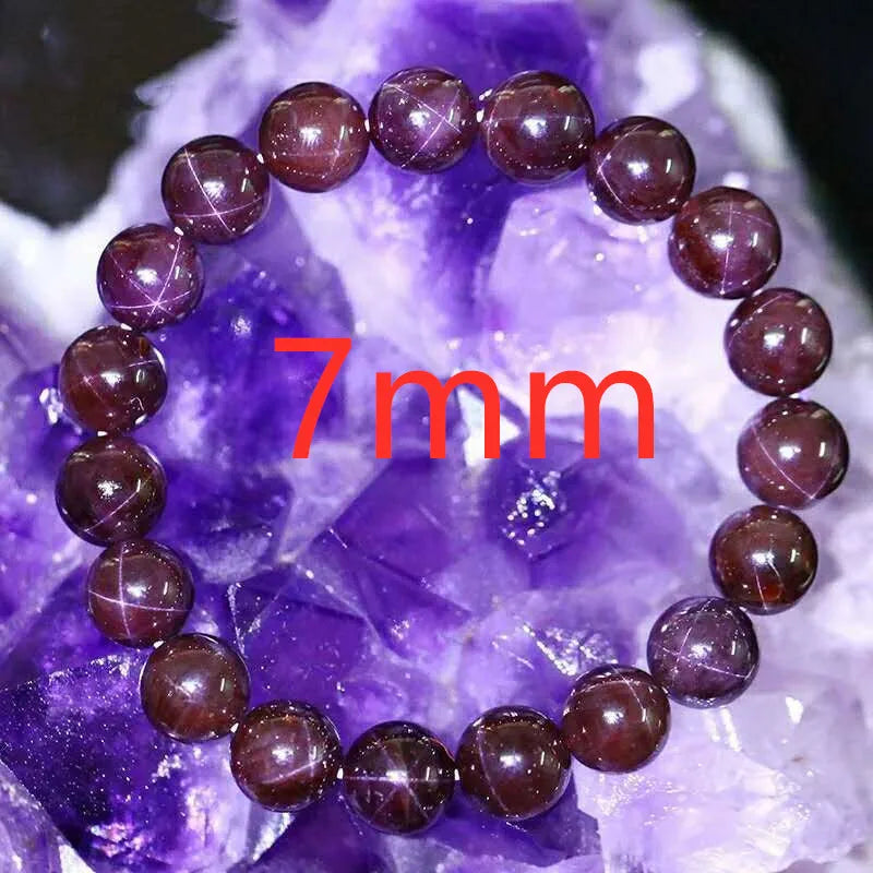 Natural Wine Red Garnet Star Light Beads Bracelet Gemstone Round Beads Bracelet