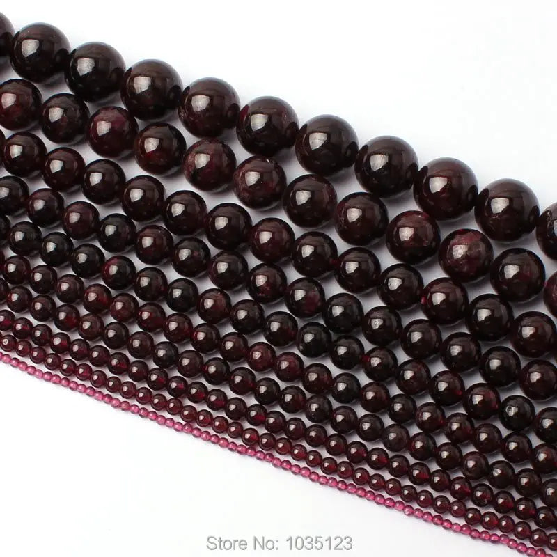 Natural Wine Red Garnet Stone Round 2-12mm Beads 15 Inch