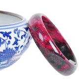 Natural Women Jade Bangle Bracelet Pink Black Flower Gemstone Real Jade