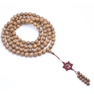 Natural Wood 12mm 108 Necklace With Bead Chain