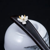 Vintage Style Flower Hairpin 925 Sterling Silver Hair Jewelry for Women