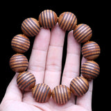 Men's Wood Bead Peace Symbol Bracelet Chain