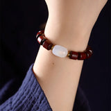 Green Sandalwood Meditation Bracelet with Natural Stone Beads