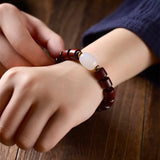 Green Sandalwood Meditation Bracelet with Natural Stone Beads
