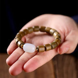 Green Sandalwood Meditation Bracelet with Natural Stone Beads