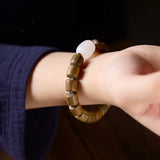 Green Sandalwood Meditation Bracelet with Natural Stone Beads