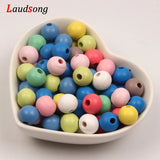 Natural Wood Beads Round Ball Spacer Loose Beads for DIY Jewelry Making