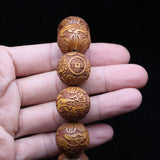Natural Wood Bracelet Carved God Beast Wealth 20mm Men Beaded