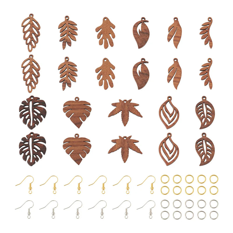 Wood Charm Geometry Earring Kit w/ Brass Hooks