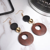 Natural Wood Clip Earrings for Women Geometric Statement Jewelry