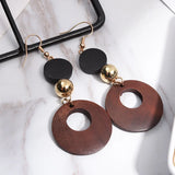 Natural Wood Clip Earrings for Women Geometric Statement Jewelry