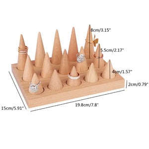 Wood Finger Ring Stand Jewelry Display Holder Showcase