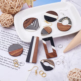 Wood Resin Stripe Pendants Kit for Earrings Charms DIY Jewelry
