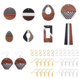 Wood Resin Stripe Pendants Kit for Earrings Charms DIY Jewelry