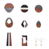 Wood Resin Stripe Pendants Kit for Earrings Charms DIY Jewelry